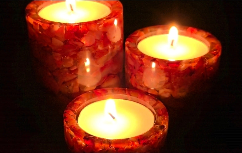 Cylinder Tea Light Holders - Carnelian