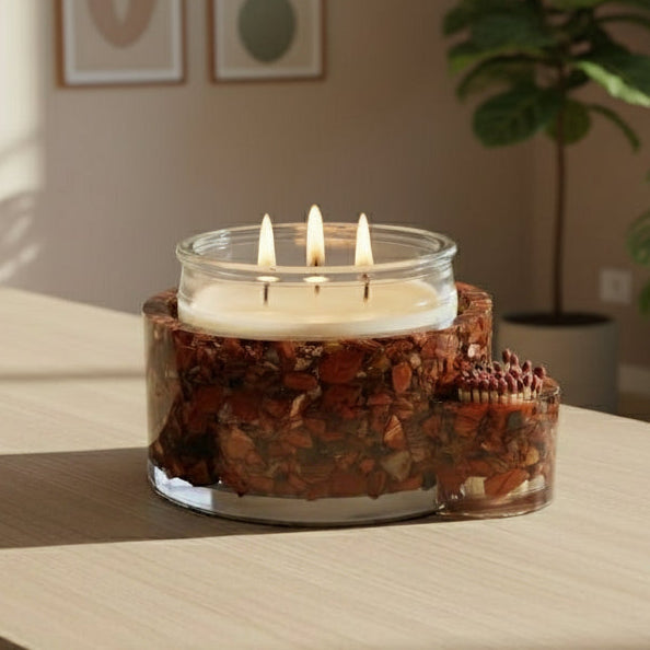  Snakeskin Jasper candle holder with candle and matches