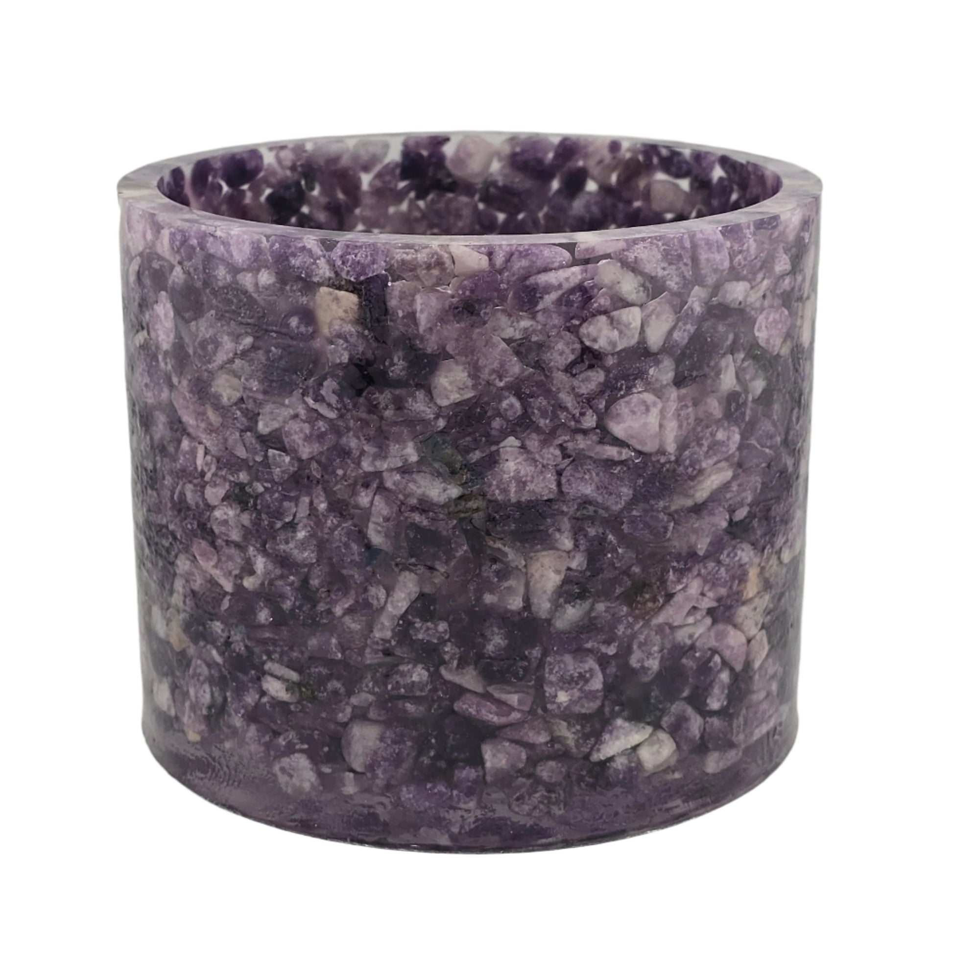 5.9" Lepidolite Epoxy Resin Planter white background