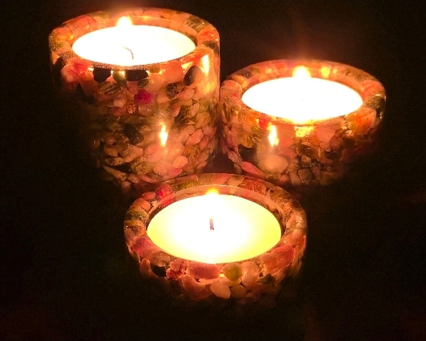 Cylinder Tea Light Holder Set - Multi-Color Tourmaline