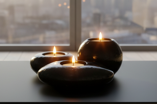 Modern Tea Light Holder Set - Black Tourmaline