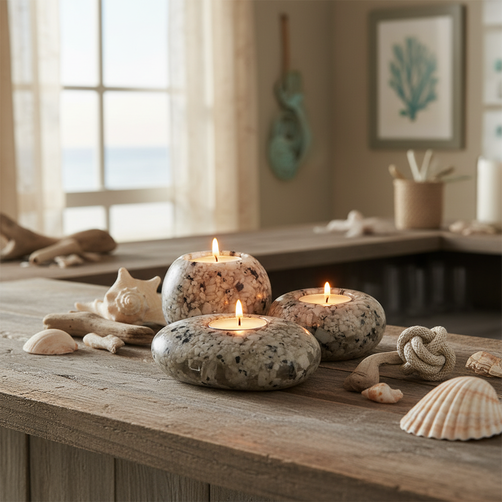 Modern Tea Light Holder Set - Rainbow Moonstone