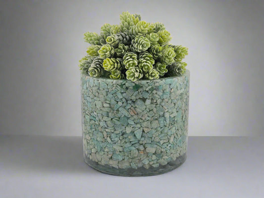 5.9" Amazonite Planter neutral background