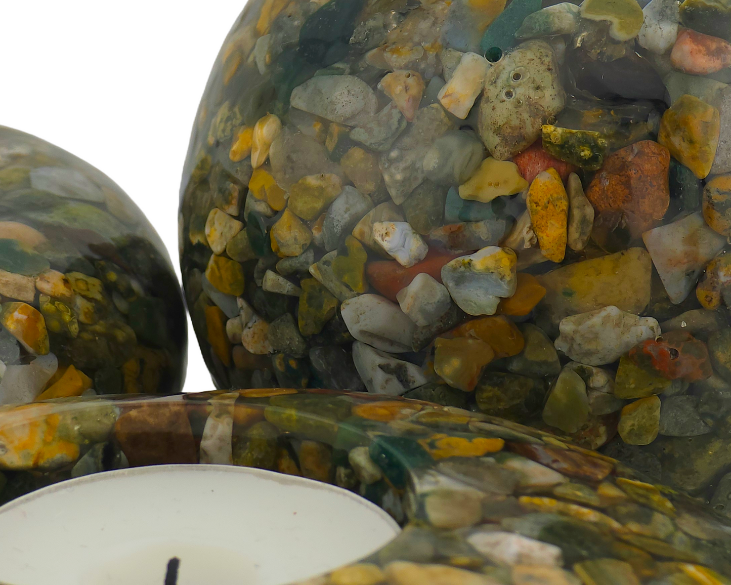 Modern Tea Light Holder Set - Ocean Jasper