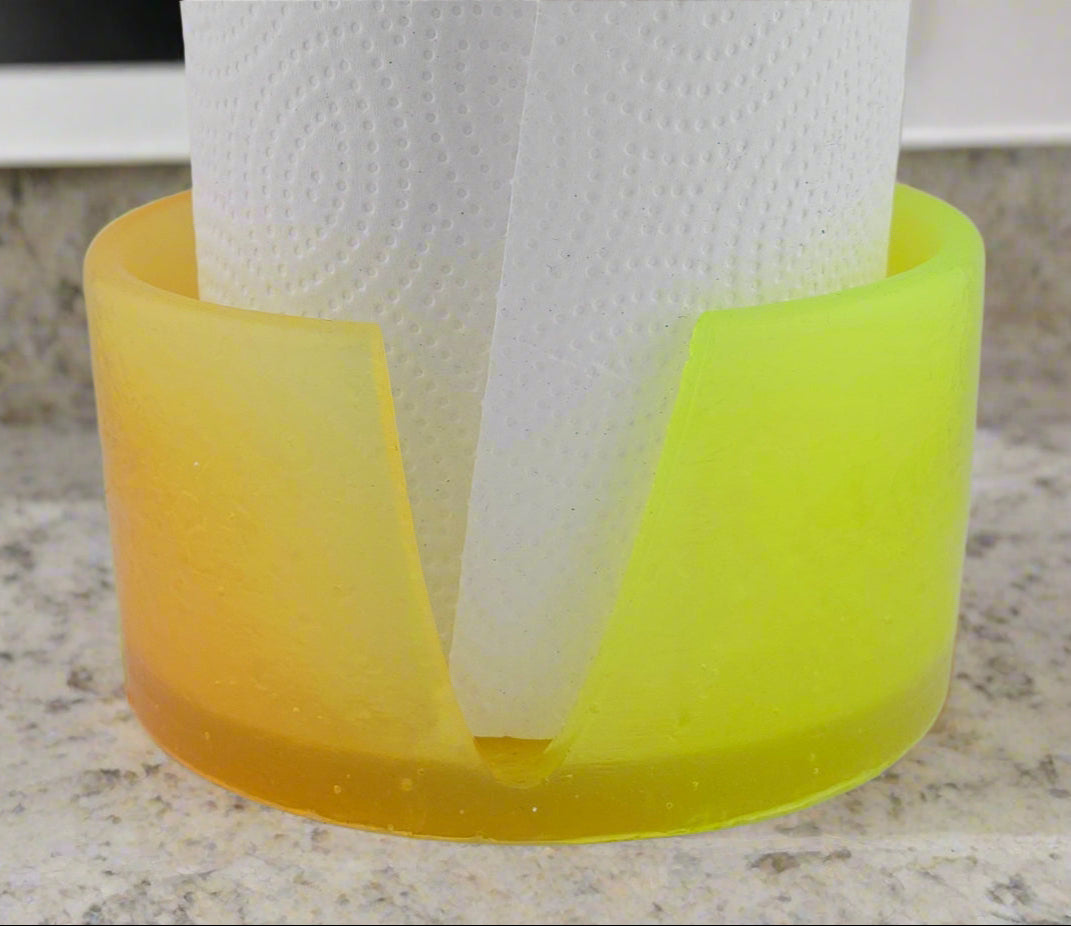 Glow-in-the-Dark Large Paper Towel Holder- Orange/Yellow Counter top