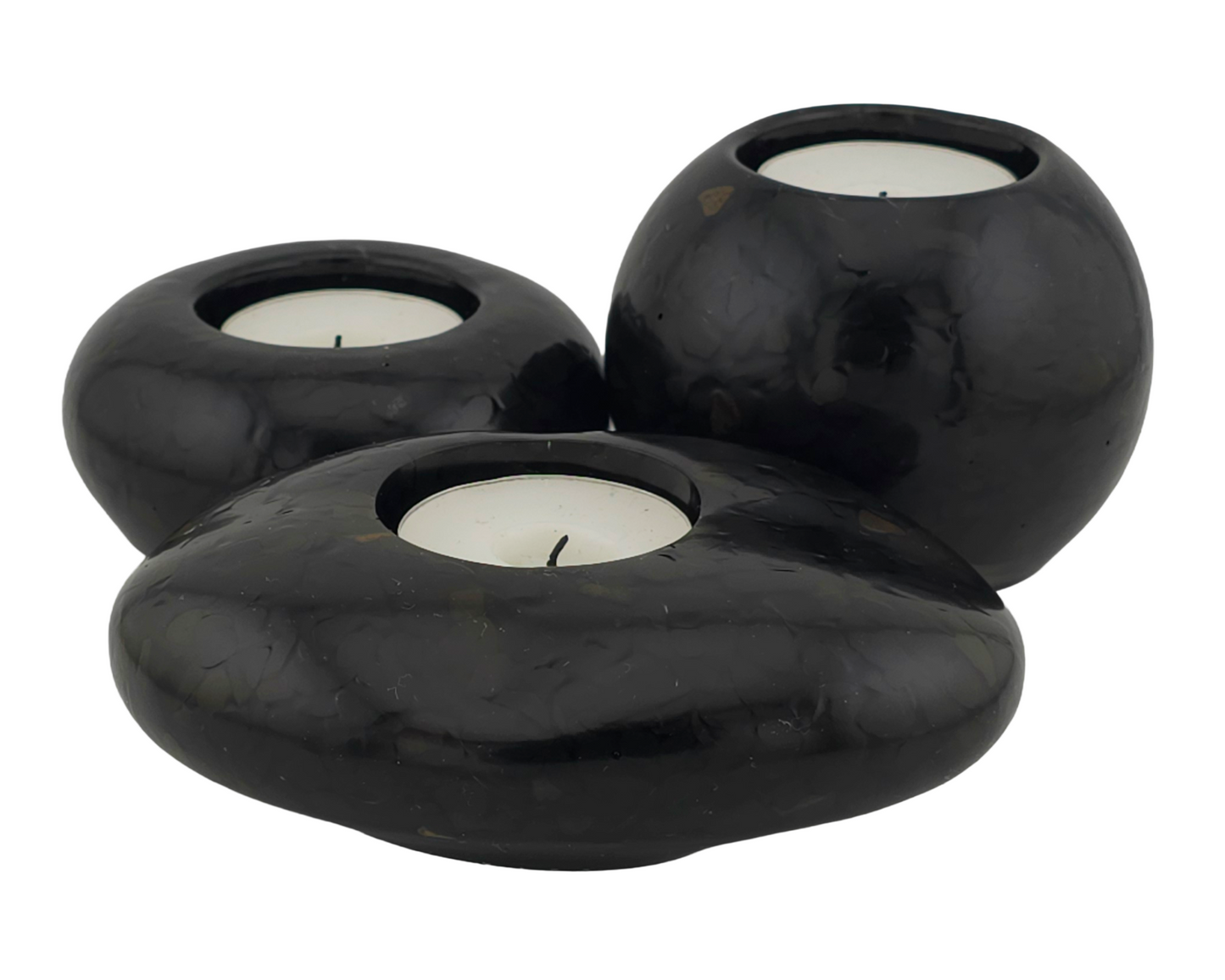 Modern Tea Light Holder Set - Black Tourmaline