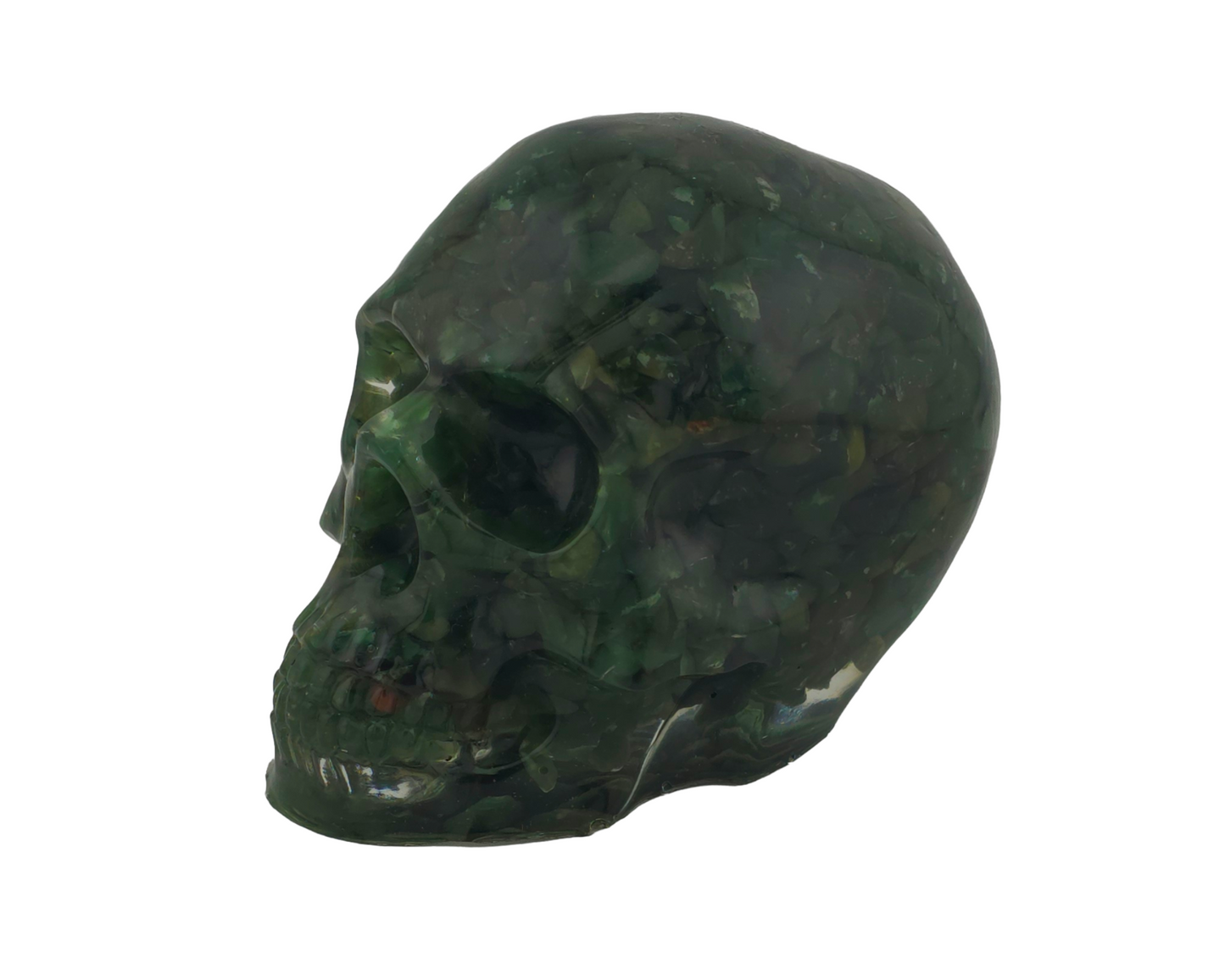 Aventurine and Epoxy Resin Skull side view