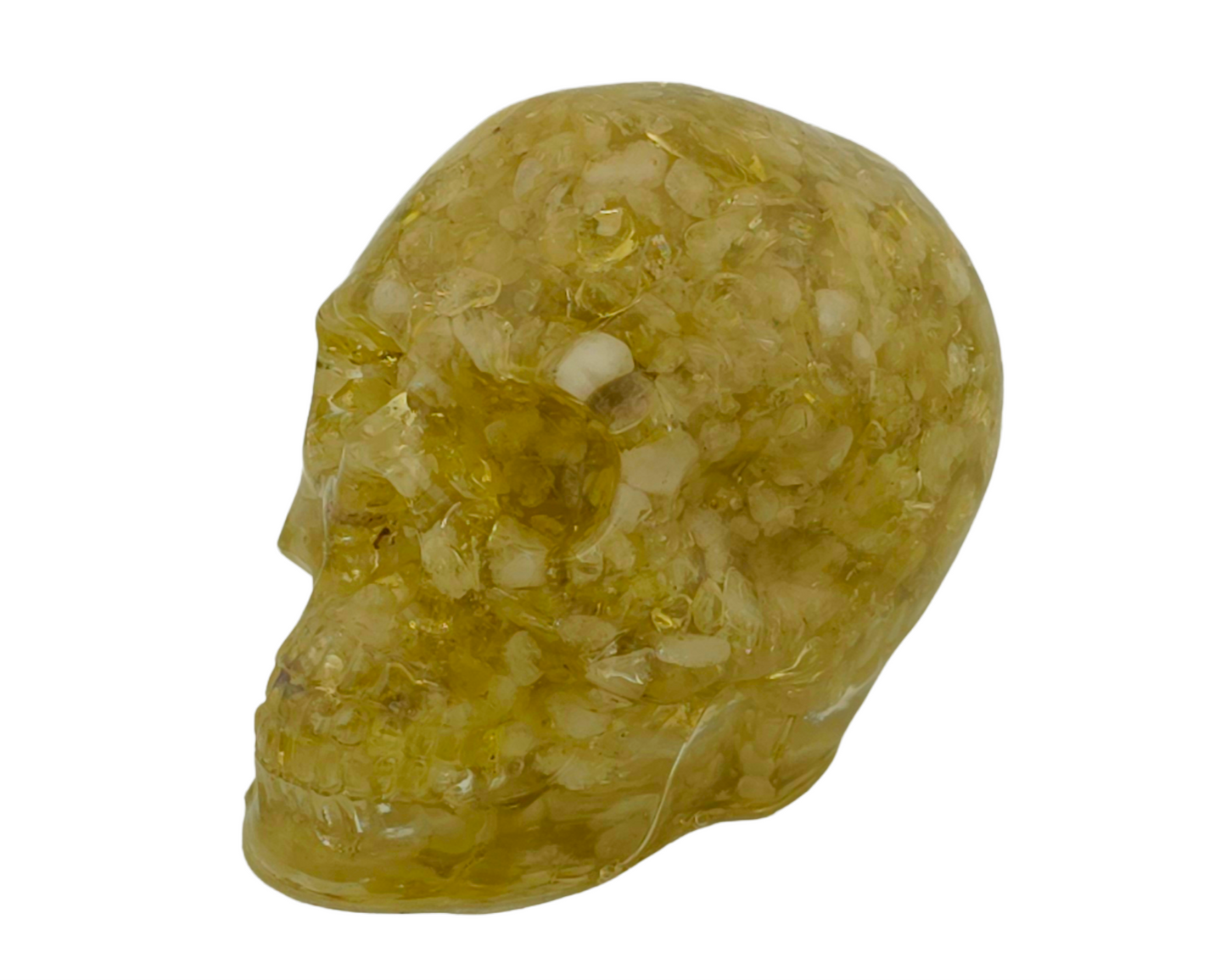 Natural Citrine and Epoxy Resin Skull side view