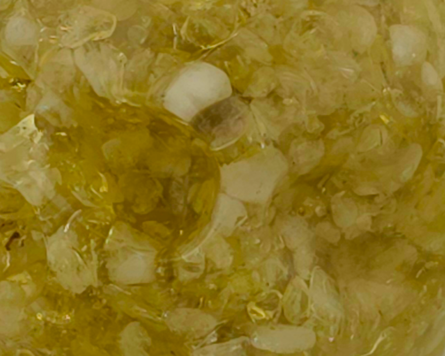 Natural Citrine and Epoxy resin skull close up 