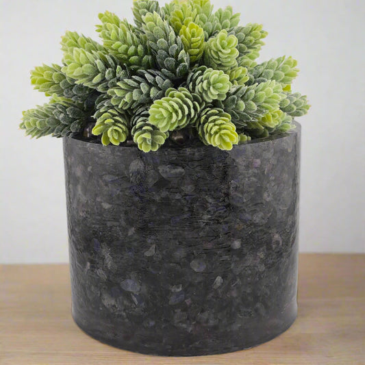 Iolite 5.9" Planter, natural stone, epoxy resin, countertop