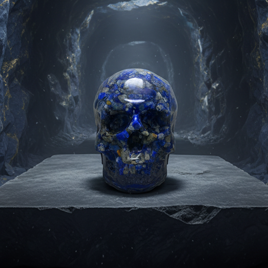 Lapis Lazuli and Epoxy Resin Skull front