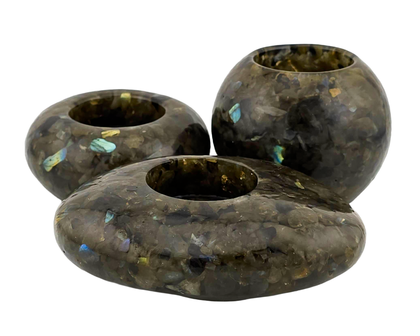 Modern Tea Light Holder Set - Labradorite