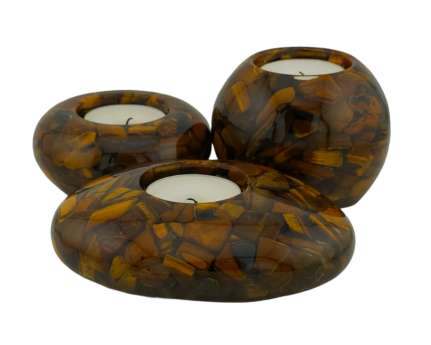 Modern Tea Light Holders - Tiger's Eye