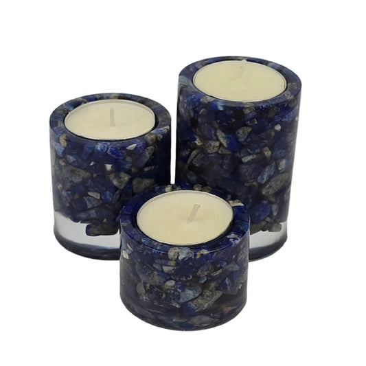 Cylinder Tea Light Holders - Lapis Lazuli