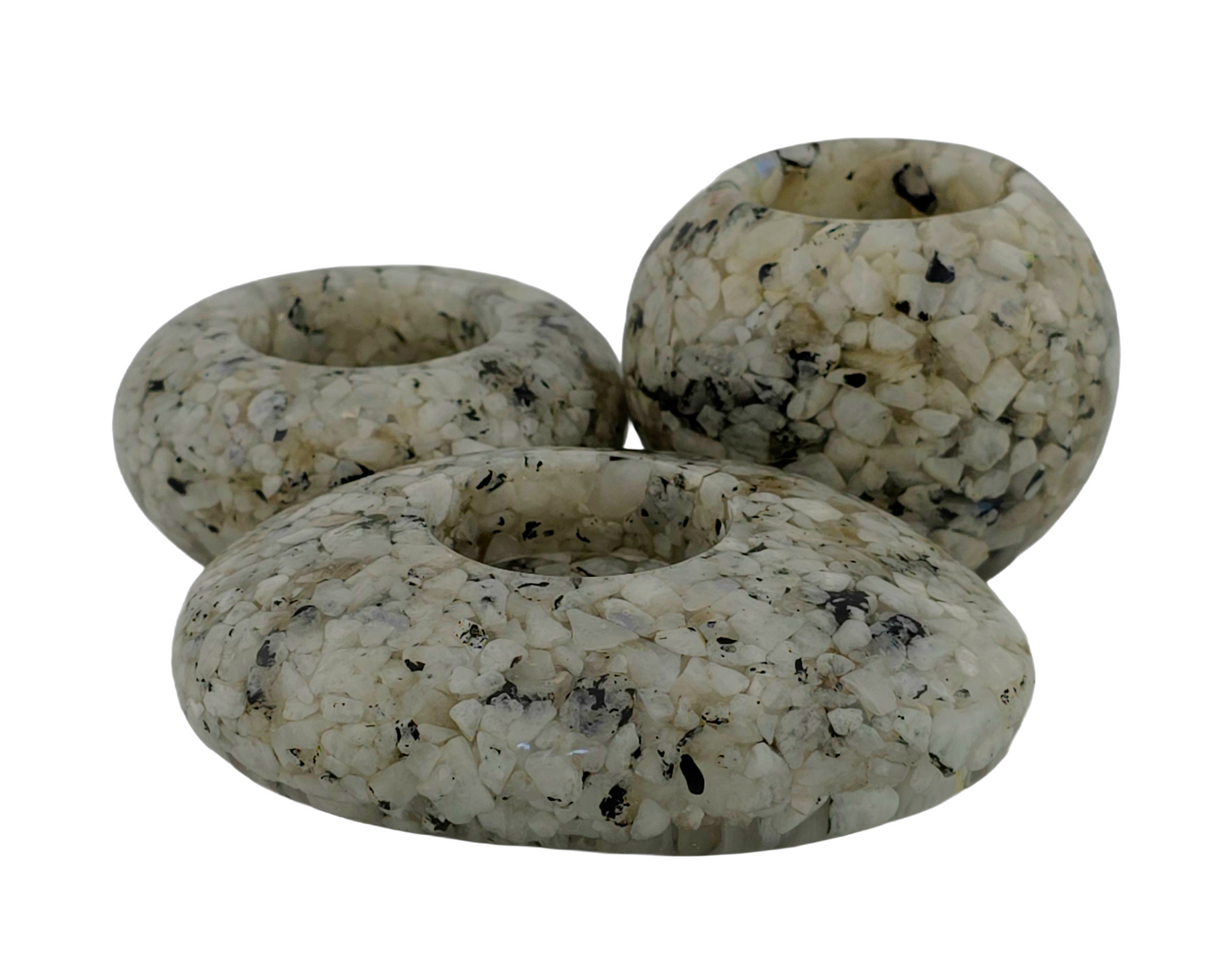 Modern Tea Light Holder Set - Rainbow Moonstone