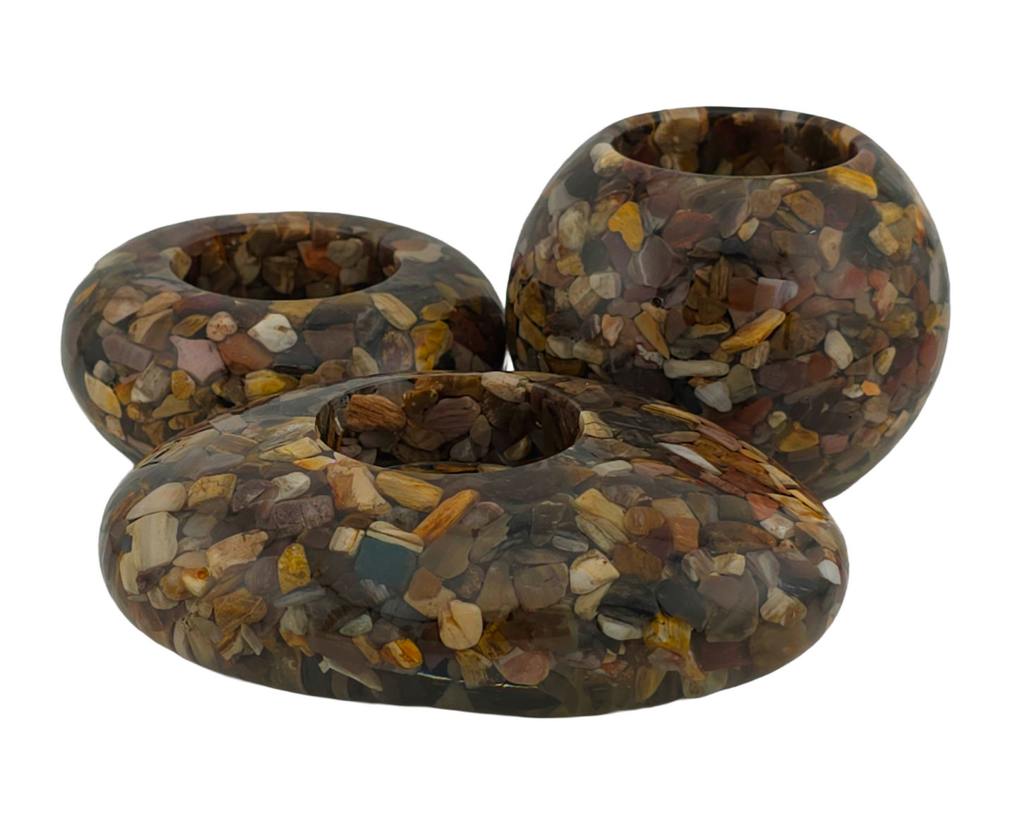 Modern Tea Light Holder Set - Petrified Wood