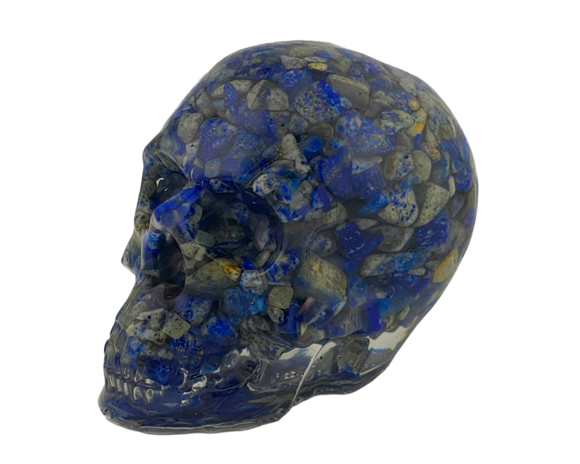 Lapis Lazuli and Epoxy Resin Skull side view