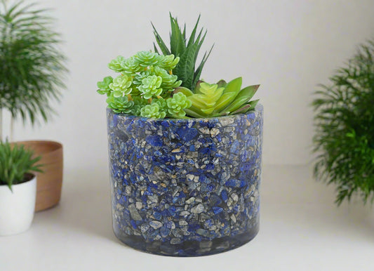 5.9" Lapis Lazuli Planter in Living Room
