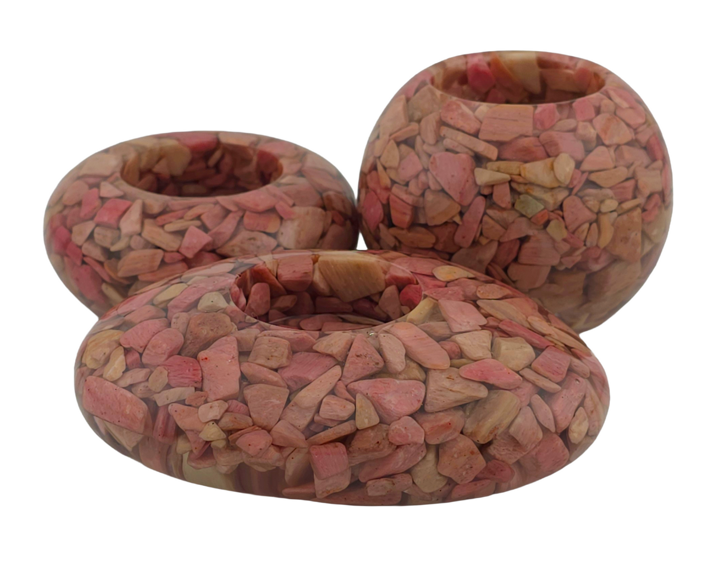 Modern Tea Light Holder Set - Pink Opal