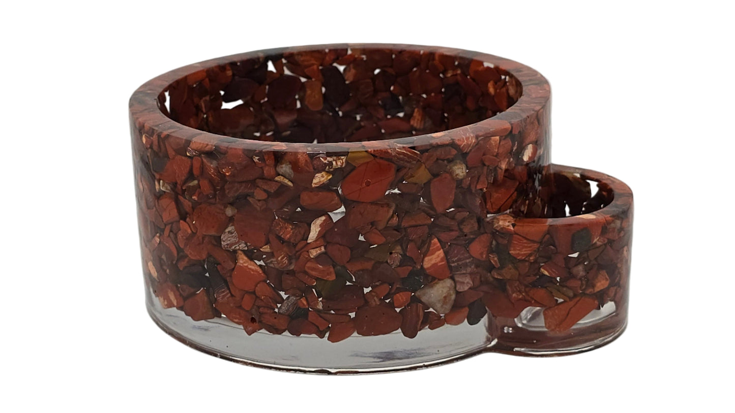  snakeskin jasper candle holder-white background