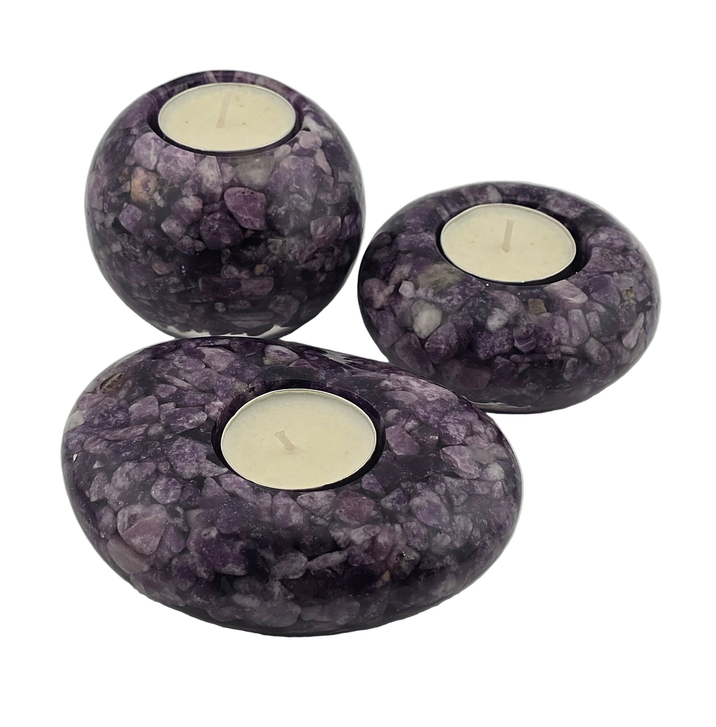 Modern Tea Light Holder Set - Lepidolite