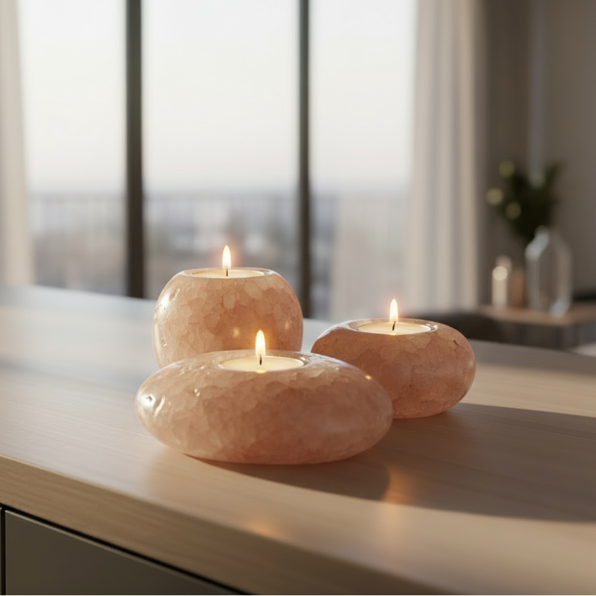 Modern Tea Light Holders - Rose Quartz