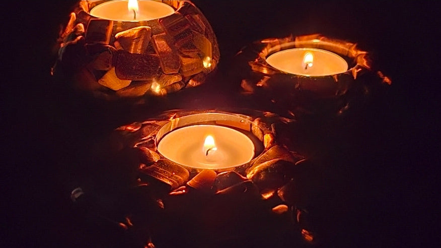 Modern Tea Light Holders - Tiger's Eye