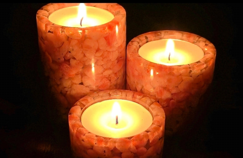 Cylinder Tea Light Holder Set - Sunstone