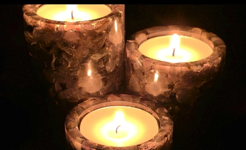 Cylinder Tea Light Holder Set - Iolite