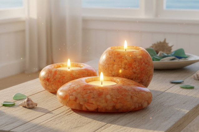 Modern Tea Light Holder Set - Sunstone