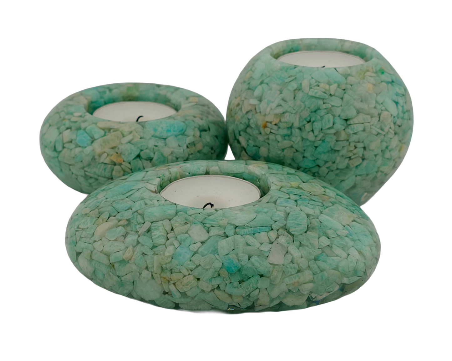 Modern Tea Light Holder Set - Amazonite