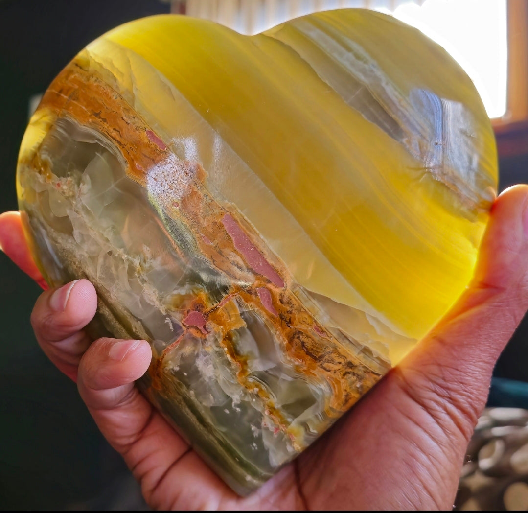 LARGE Green Calcite Hearts