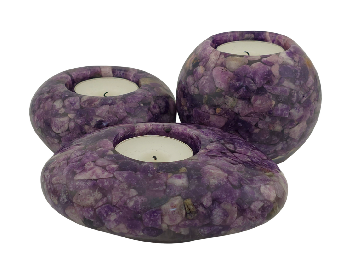 Modern Tea Light Holder Set - Lepidolite