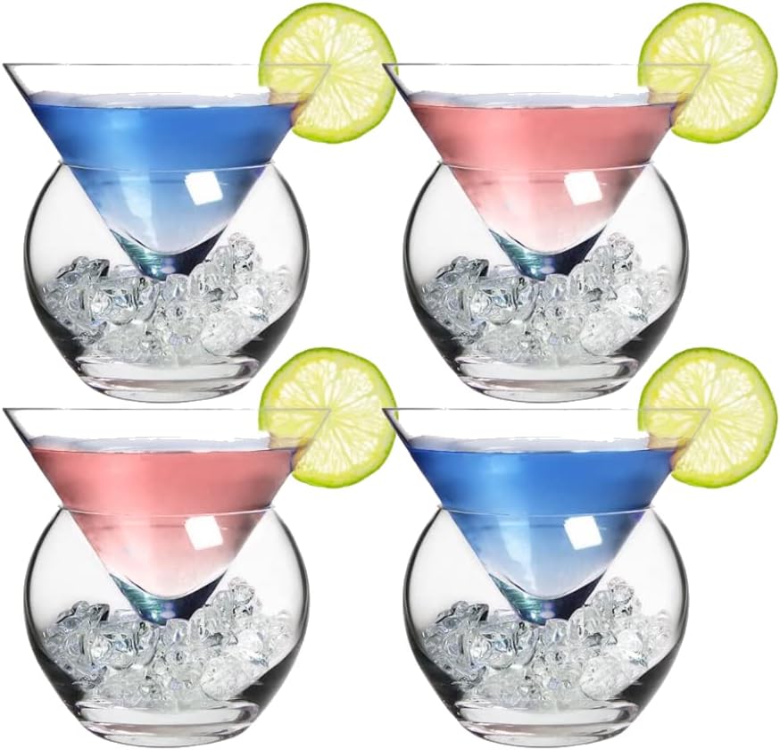Stemless Martini Glasses With Chiller 5.5oz - (Set of 2 or 4)