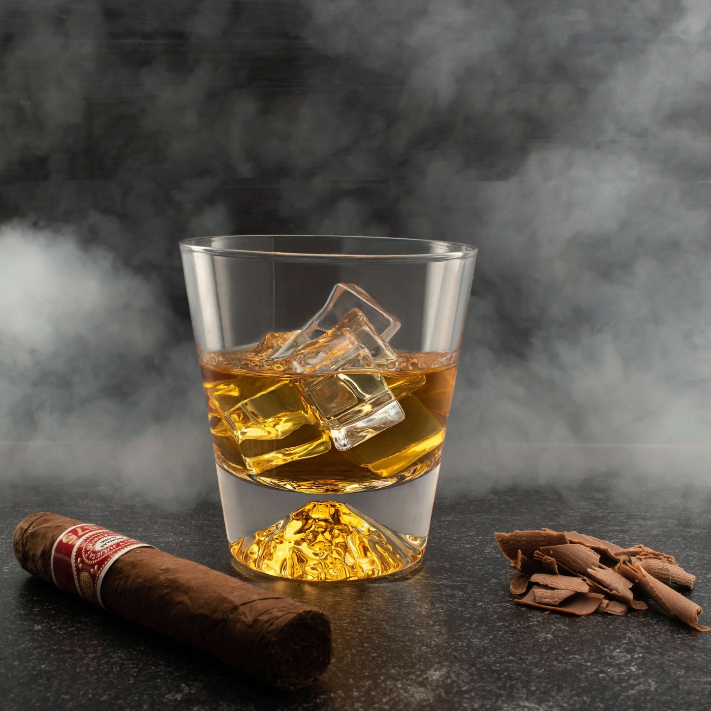 Whiskey Glasses Crystal Clear Gold Heavy Base Bourbon - 10oz